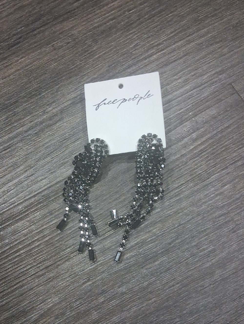 Free People Gunmetal Crystal Cascade Earrings